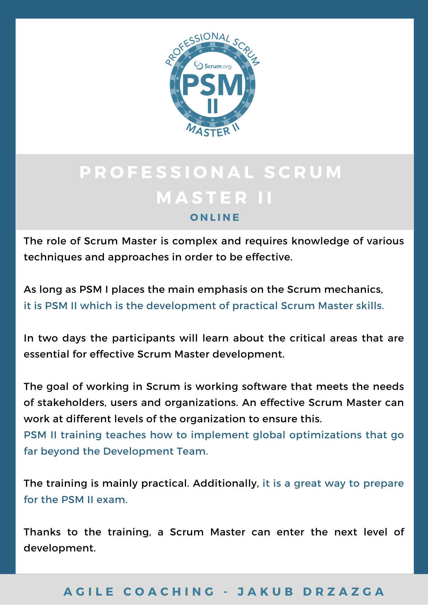 Professional Scrum Master II